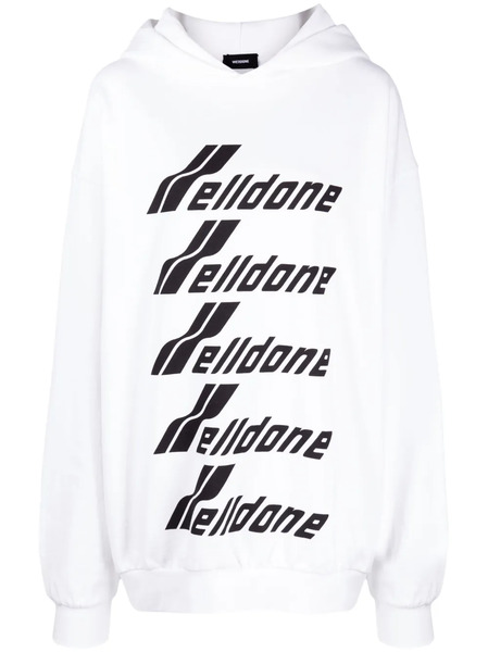  We11done Multiple Front Logo Cotton Hoodie - White 