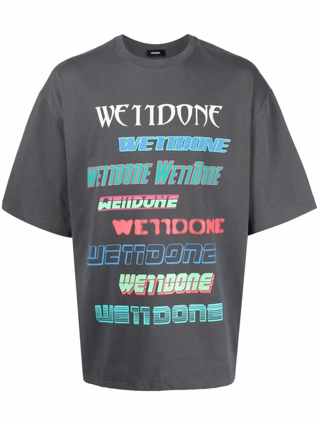  We11done Oversize Logo-print T-shirt - Grey 