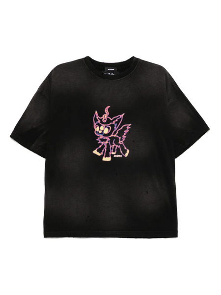  We11done Peaches Flame Logo Print T-shirt - Black 