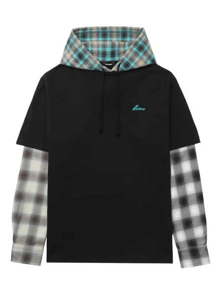  We11done Plaid-insert Cotton Sweatshirt - Black 