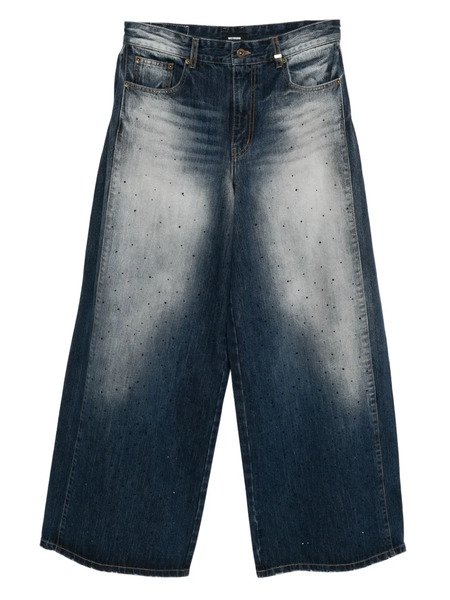  We11done Rhinestone Straight-leg Jeans - Blue 