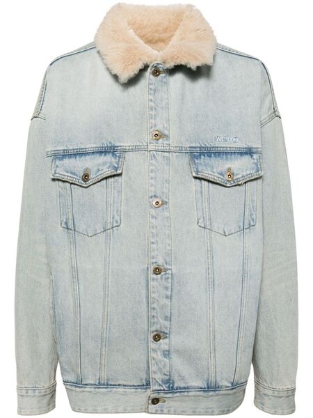  We11done Shearling-collar Denim Jacket - Blue 