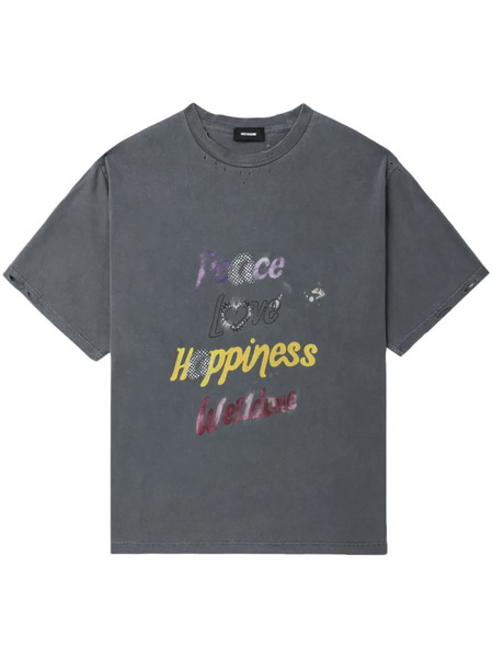  We11done Slogan-print Cottton T-shirt - Grey 