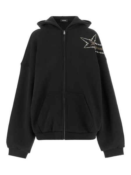  We11done Star-embellished Zip-up Hoodie - Black 