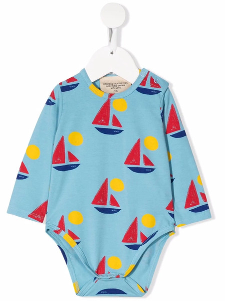  Weekend House Kids. Boat-print Bodysuit - Blue 