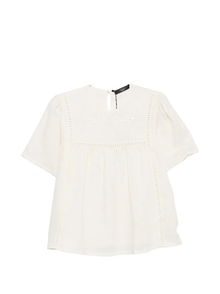  Weekend Max Mara Floral-embroidered Panelled Top - Neutrals 