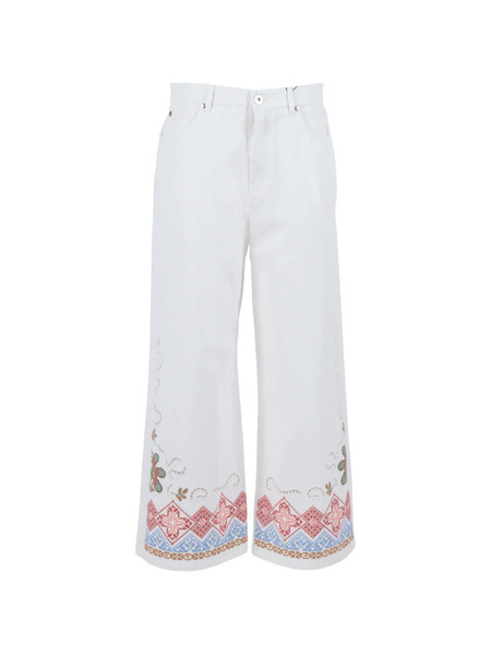  Weekend Max Mara Floral Embroidered Trousers - White 