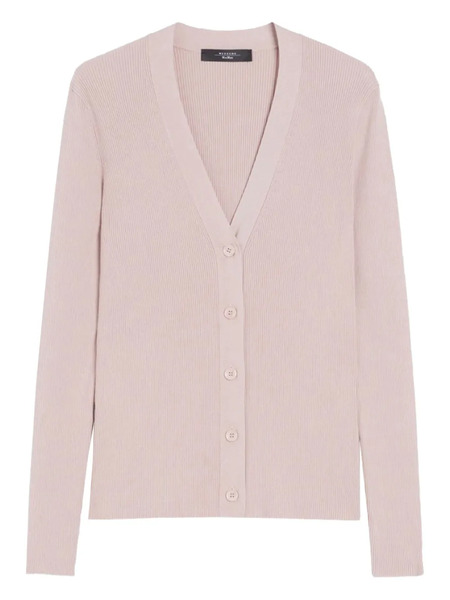  Weekend Max Mara Gabriel Ribbed V-neck Cardigan - Pink 
