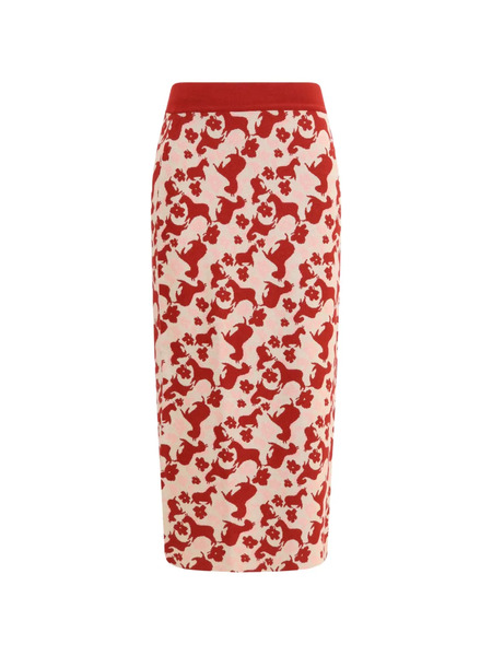  Weekend Max Mara Jacquard-knit-embellished Midi Skirt - Red 