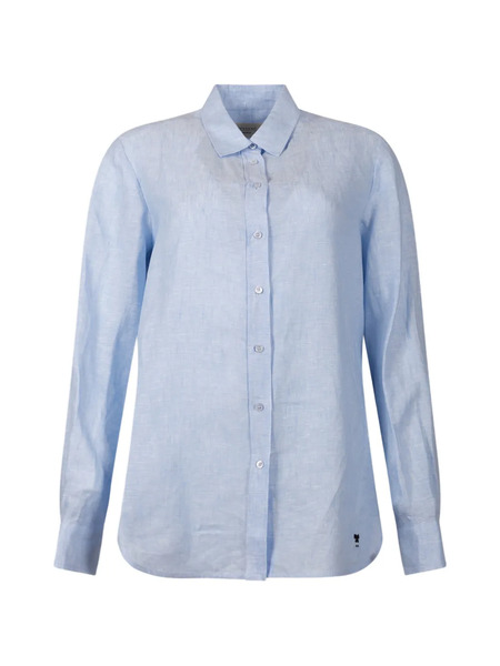  Weekend Max Mara Logo-embroidered Linen Shirt - Blue 