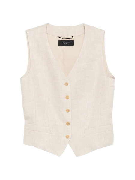  Weekend Max Mara Pace Button V-neck Gilet - Neutrals 