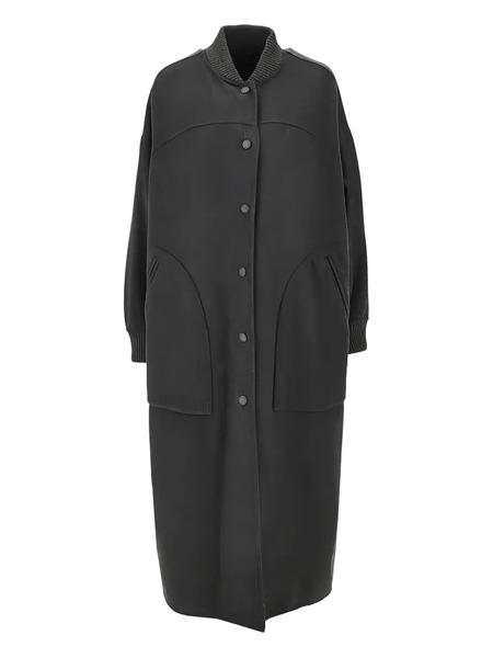  Weekend Max Mara Rib-knit Pocket Parka Coat - Grey 