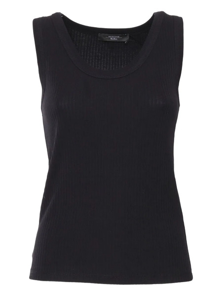  Weekend Max Mara Ribbed Cotton Tank Top - Black 