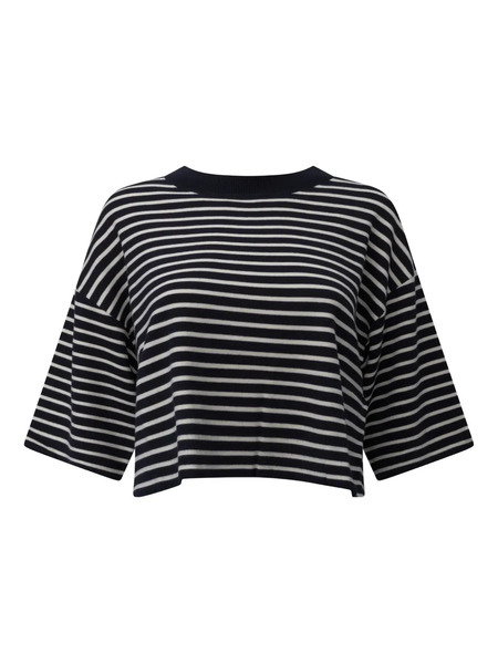  Weekend Max Mara Striped-pattern Crop T-shirt - Blue 