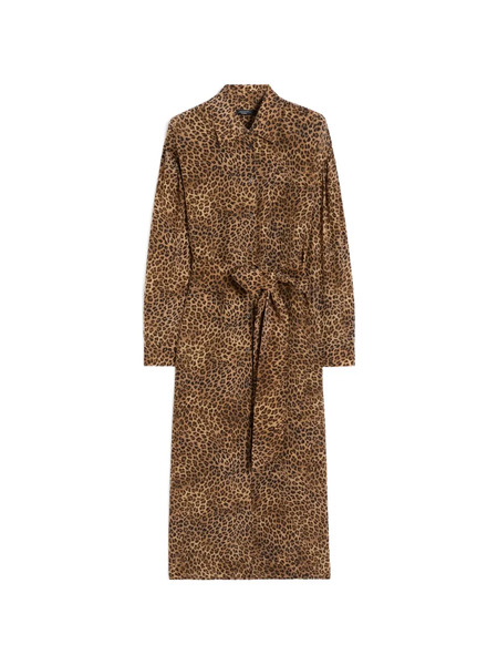  Weekend Max Mara Wkddolmen Leopard-print Tie-waist Midi Dress - Brown 