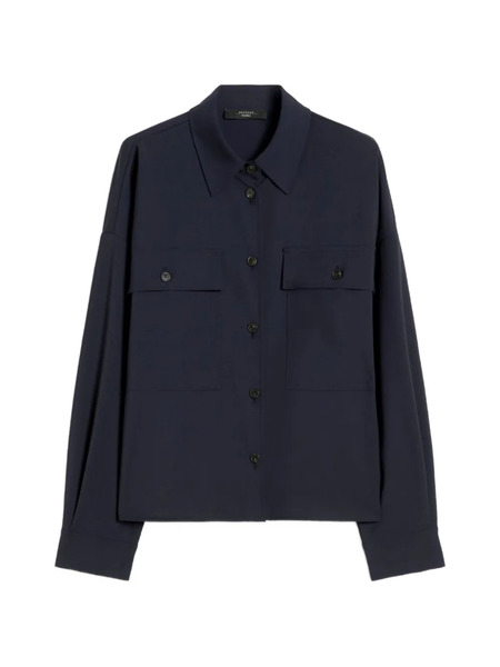  Weekend Max Mara Wkdvenaco Buttoned Pocket Overshirt - Blue 