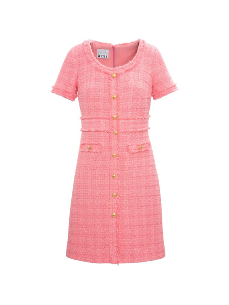  Weill Paris Fringed Tweed Dress - Pink 