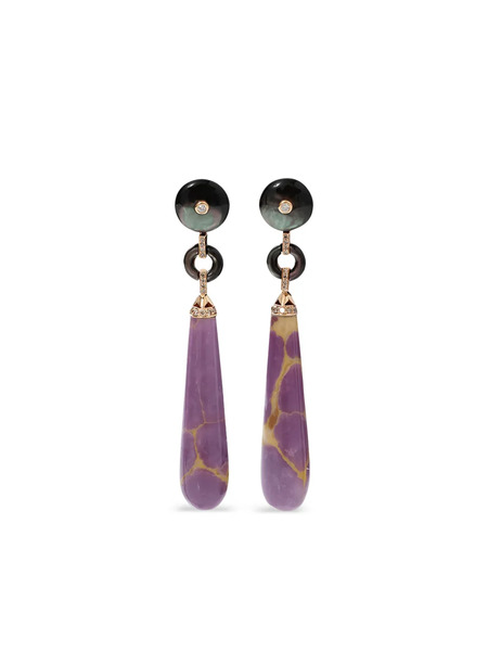  Wendy Yue 18k Rose Gold Drop Multi-stone Earrings - Pink 