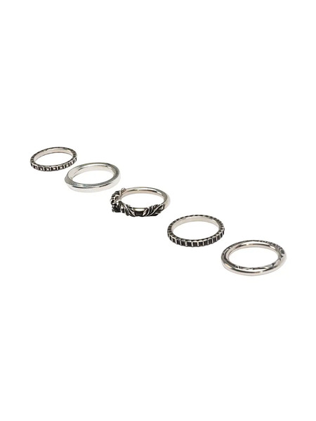  Werkstatt:münchen Skull 5 Combo Rings - Silver 