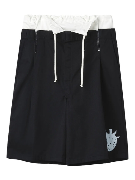  Westfall Drawstring Strawberry Print Shorts - Black 