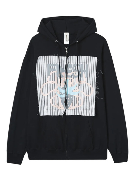  Westfall Graphic-print Zip-up Hoodie - Black 