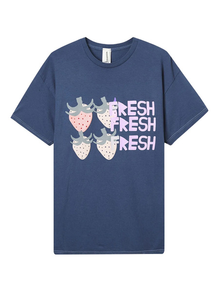  Westfall Strawberry-graphic T-shirt - Blue 