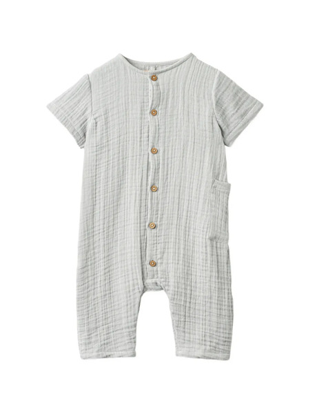  Wheat Button-up Romper - Grey 