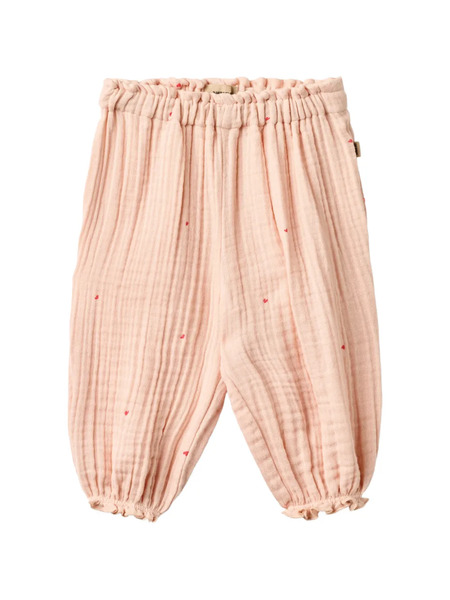  Wheat Petrine Ruffled-cuff Heart-motif Trousers - Pink 