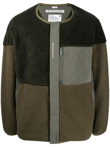  White Mountaineering Patchwork Collarless Jacket - Green 