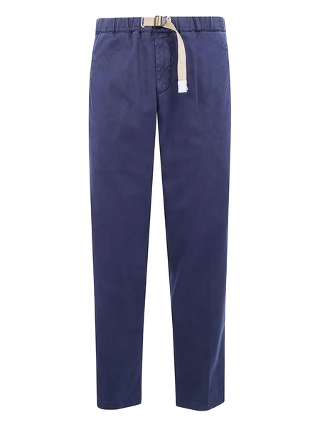  White Sand Drawstring-buckle Welt-pocket Trousers - Blue 