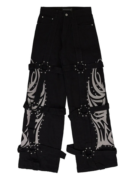  Who Decides War Bondage Winged-logo Jeans - Black 