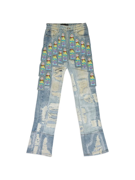  Who Decides War Coliseum Fusion Distressed Cropped Jeans - Blue 