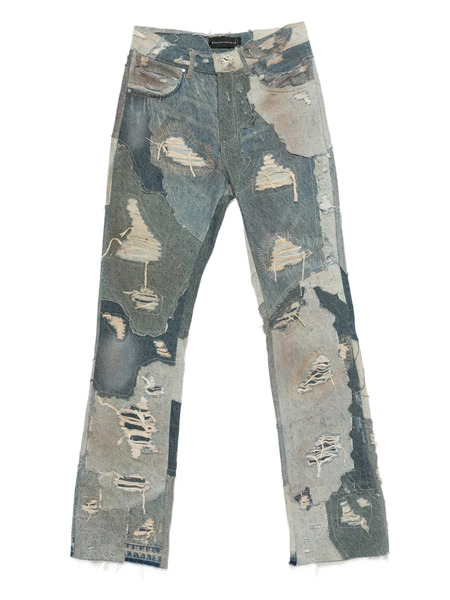 Who Decides War Distressed Patchwork Jeans - Blue 