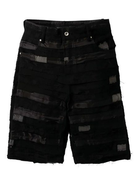  Who Decides War Lace-insert Frayed Shorts - Black 
