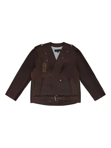  Who Decides War Perfecto Leather Jacket - Brown 