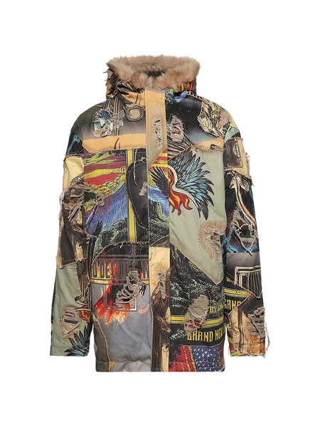  Who Decides War Printed Parka - Black 