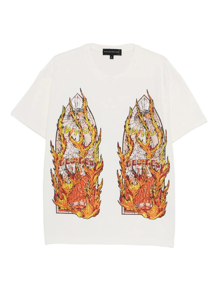  Who Decides War Rhinestone Flame Glass T-shirt - Neutrals 