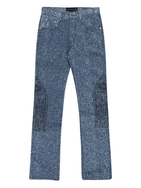  Who Decides War Textured-finish Jeans - Blue 