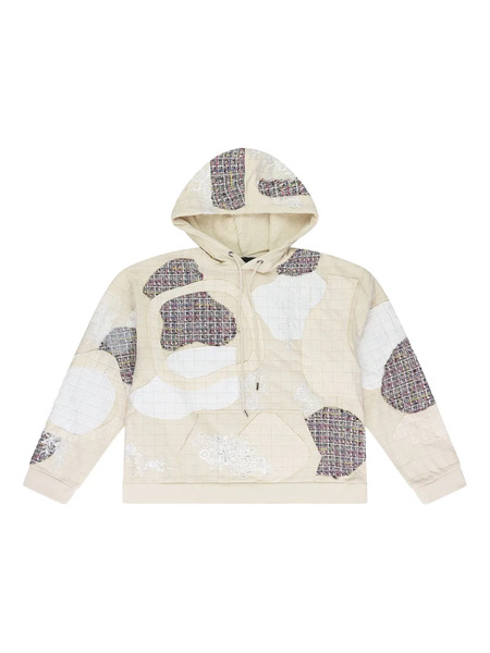 Who Decides War Tweed Patchwork Hoodie - Neutrals 