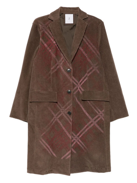  Why Ci Checked Corduroy Coat - Brown 