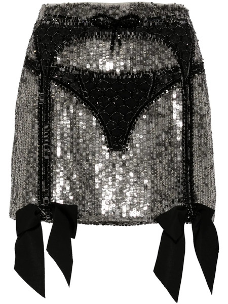  Wiederhoeft Lingerie-beaded Sequinned Miniskirt - Silver 