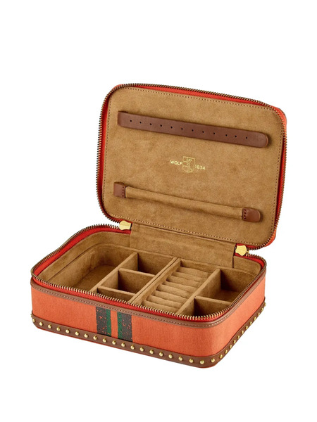  Wolf Ida Studded Jewellery Box (21cm X 15.3cm) - Orange 