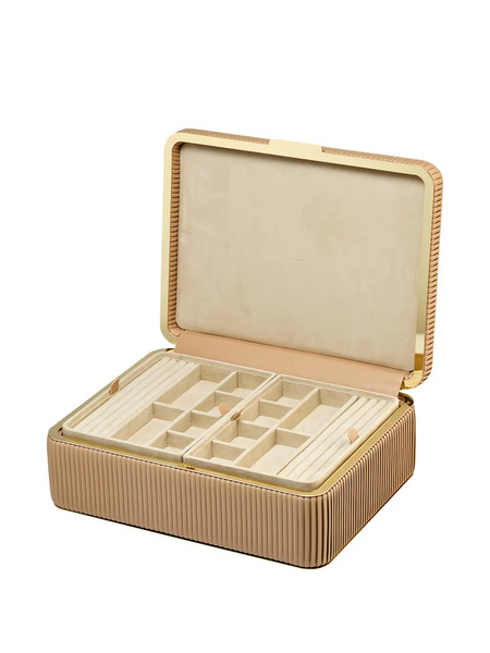  Wolf Large Bella Ribbed Jewellery Box (11cm X 24cm) - Neutrals 