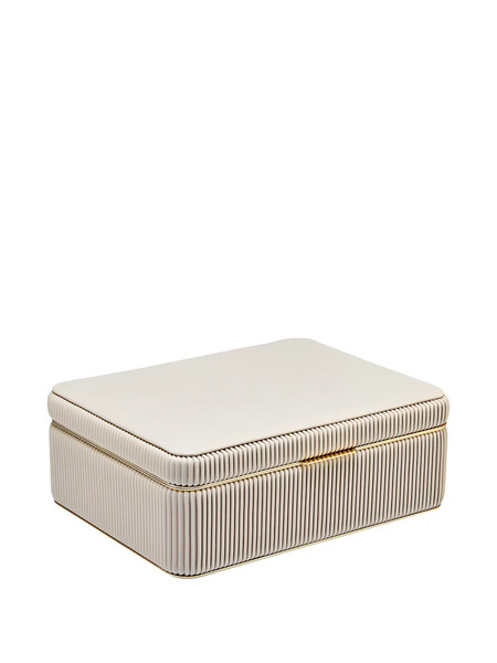  Wolf Large Bella Ribbed Jewellery Box (11cm X 24cm) - Neutrals 