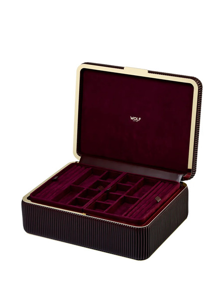  Wolf Large Bella Ribbed Jewellery Box (11cm X 24cm) - Red 