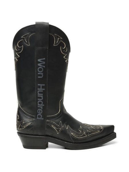 Won Hundred Pointy-toe Embroidered Boots - Black 