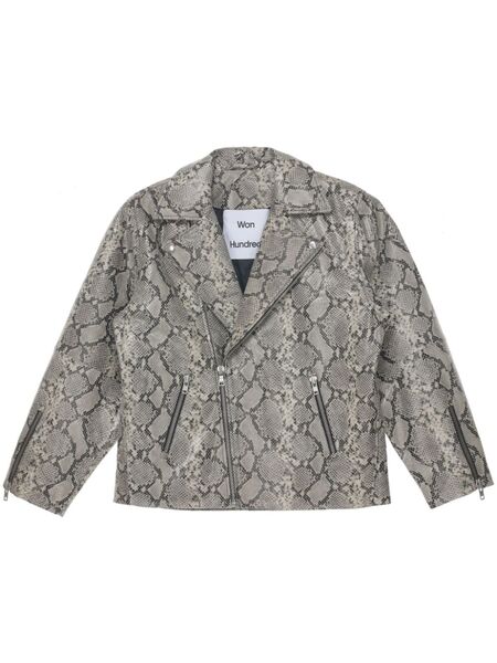  Won Hundred Snakeskin-print Leather Jacket - Grey 