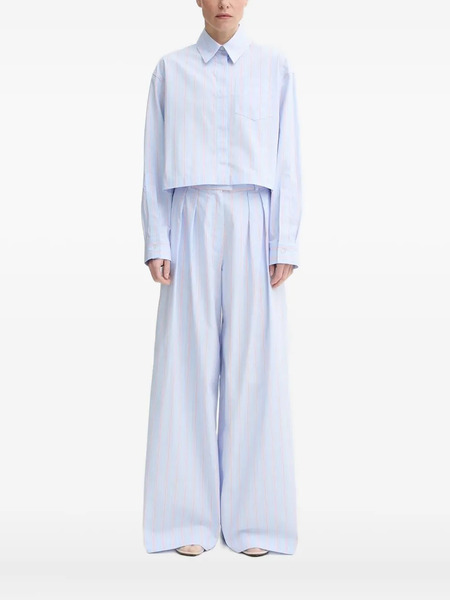  Won Hundred Striped Cropped Shirt - Blue 