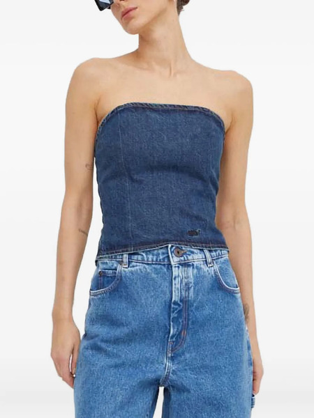  Won Hundred Tie-back Strapless Top - Blue 