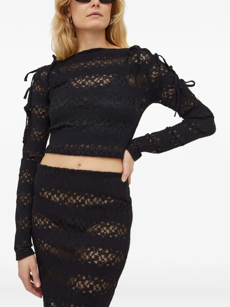  Won Hundred Tie-detail Top - Black 